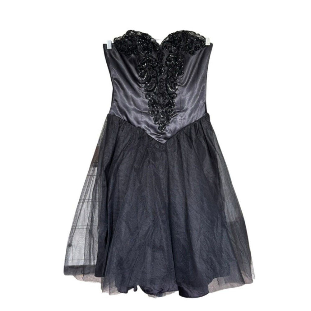 Vtg 80s Prom Dress Sz S Sequins Strapless Tulle Gothic Whimsigoth Fairy Grunge